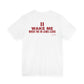 Back of a white t shirt with Wake Me When The In-Laws Leave printed in red