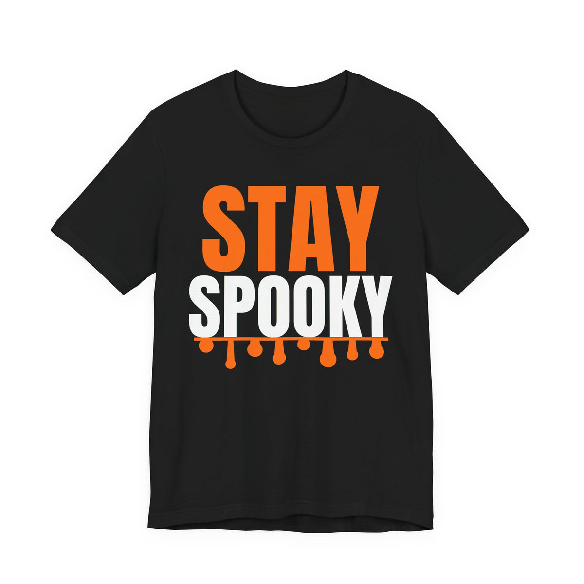 Black oversized t shirt with Stay Spooky printed in orange on the front