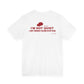 Back of a white t shirt with I'm Not Quiet I Just Finished Talking In My Head printed in red