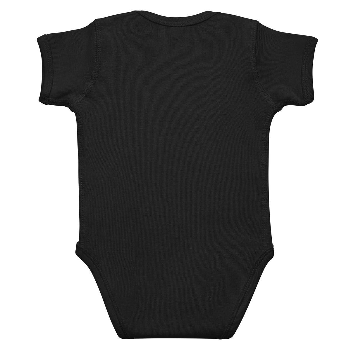 Back view of the black baby bodysuit with Zero Chill Since Birth printed on the front