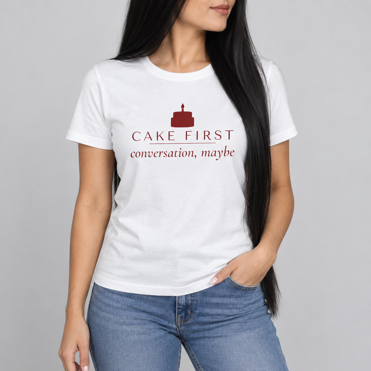 Cake First, Conversation Maybe Tee for Women