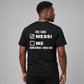 Man from behind wearing a black t shirt with She Said Not Me Sometimes I Miss Her checklist printed on the back